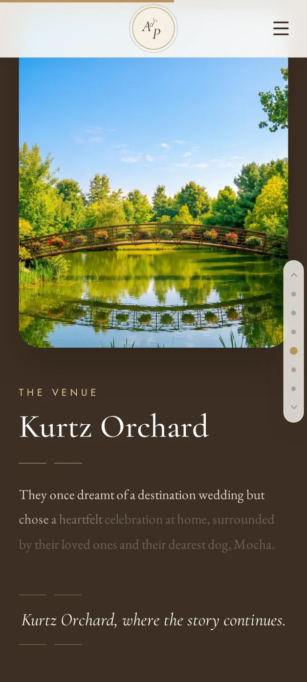 Venue screen of the Aiden and Paige wedding app
