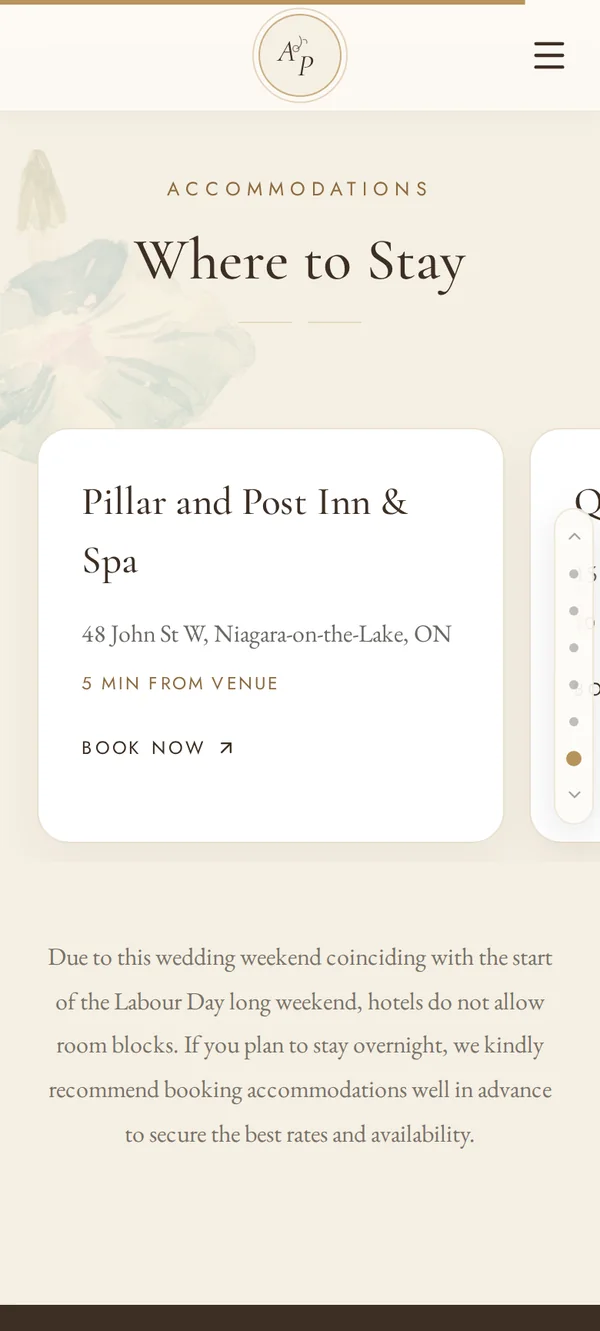 Where to Stay screen listing hotels near the venue